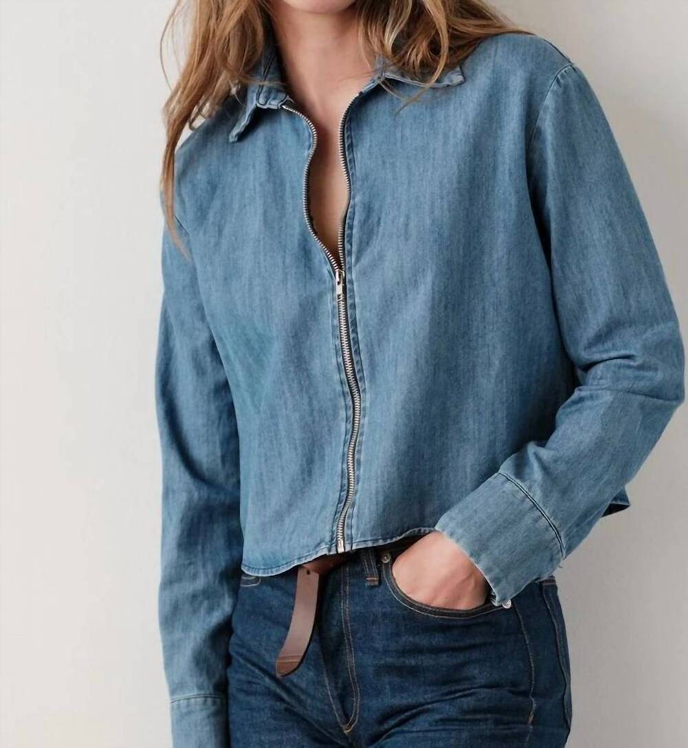 NEW CISSA collared zipper shirt in classic denim